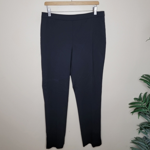 Lafayette 148 | Black Bleecker Slim Straight Leg Side Zip Pants - Picture 1 of 6
